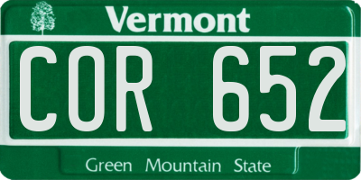 VT license plate COR652