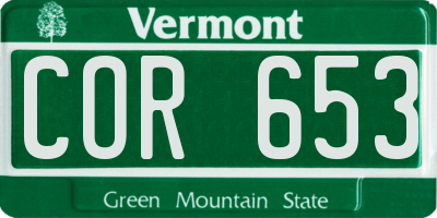 VT license plate COR653