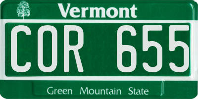 VT license plate COR655