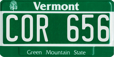 VT license plate COR656