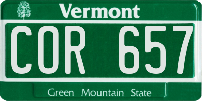 VT license plate COR657