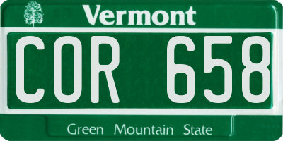 VT license plate COR658