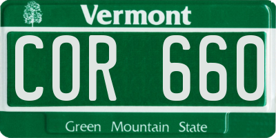 VT license plate COR660