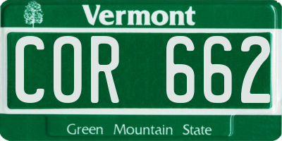 VT license plate COR662