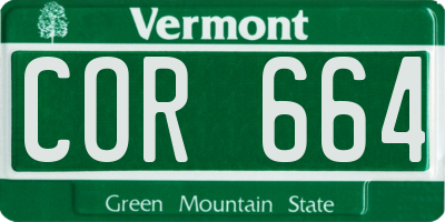 VT license plate COR664