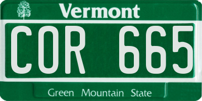 VT license plate COR665