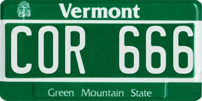 VT license plate COR666
