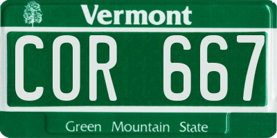 VT license plate COR667