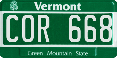VT license plate COR668