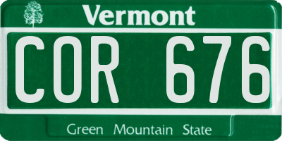 VT license plate COR676