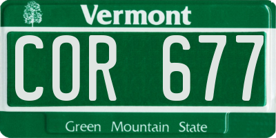 VT license plate COR677