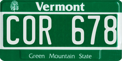 VT license plate COR678