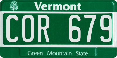 VT license plate COR679
