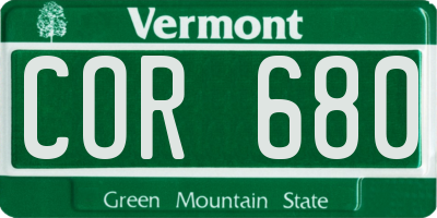 VT license plate COR680
