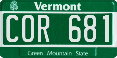 VT license plate COR681