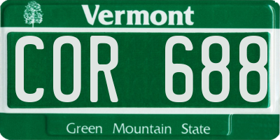 VT license plate COR688