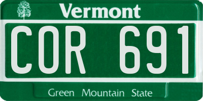 VT license plate COR691
