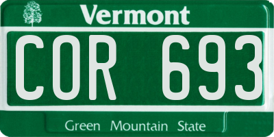 VT license plate COR693