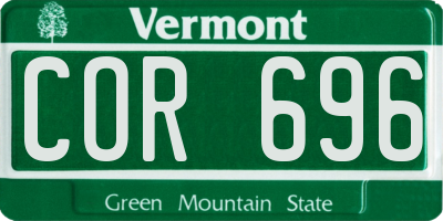 VT license plate COR696