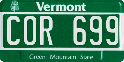 VT license plate COR699