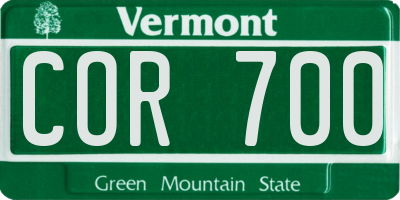 VT license plate COR700