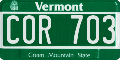 VT license plate COR703