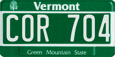 VT license plate COR704