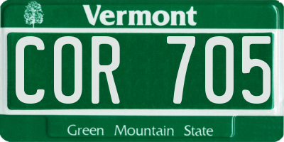 VT license plate COR705