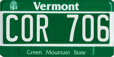 VT license plate COR706