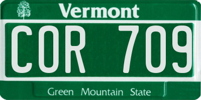 VT license plate COR709