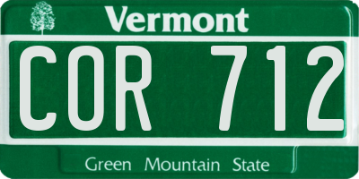 VT license plate COR712