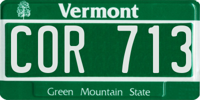 VT license plate COR713