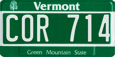 VT license plate COR714