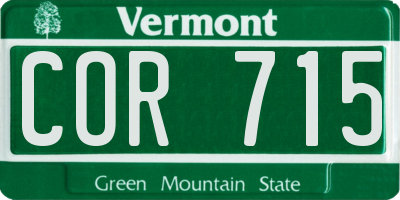 VT license plate COR715
