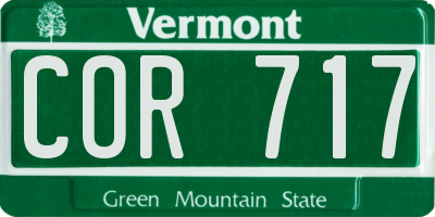 VT license plate COR717
