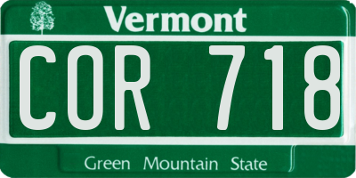 VT license plate COR718