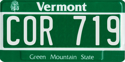 VT license plate COR719