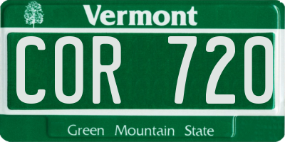 VT license plate COR720