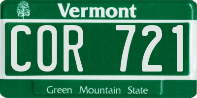 VT license plate COR721