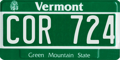 VT license plate COR724