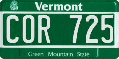 VT license plate COR725