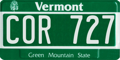 VT license plate COR727