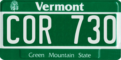 VT license plate COR730