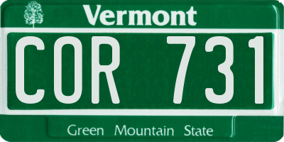 VT license plate COR731