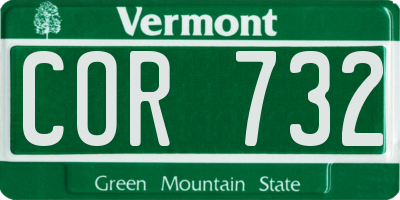 VT license plate COR732