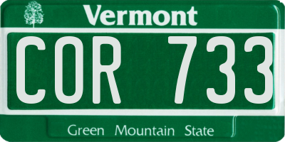 VT license plate COR733