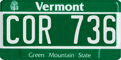 VT license plate COR736