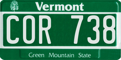 VT license plate COR738