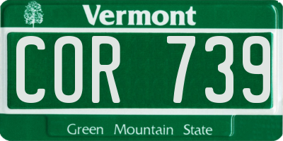 VT license plate COR739