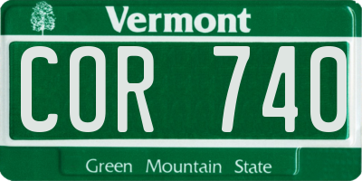 VT license plate COR740